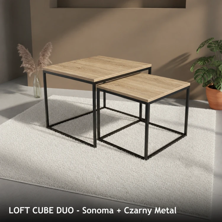 LOFT CUBE DUO - Sonoma + Czarny Metal