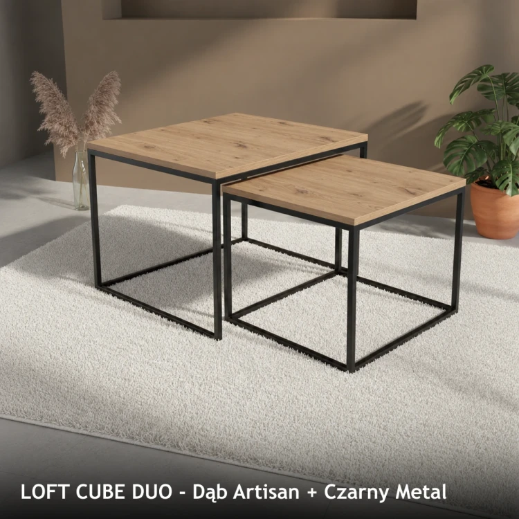 LOFT CUBE DUO - Dąb Artisan + Czarny Metal