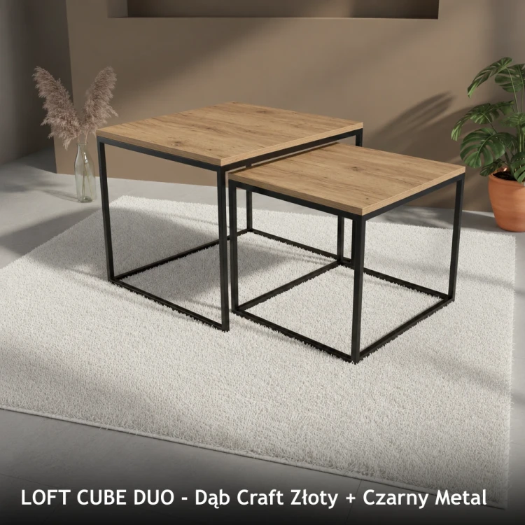 LOFT CUBE DUO - Dąb Craft Złoty + Czarny Metal