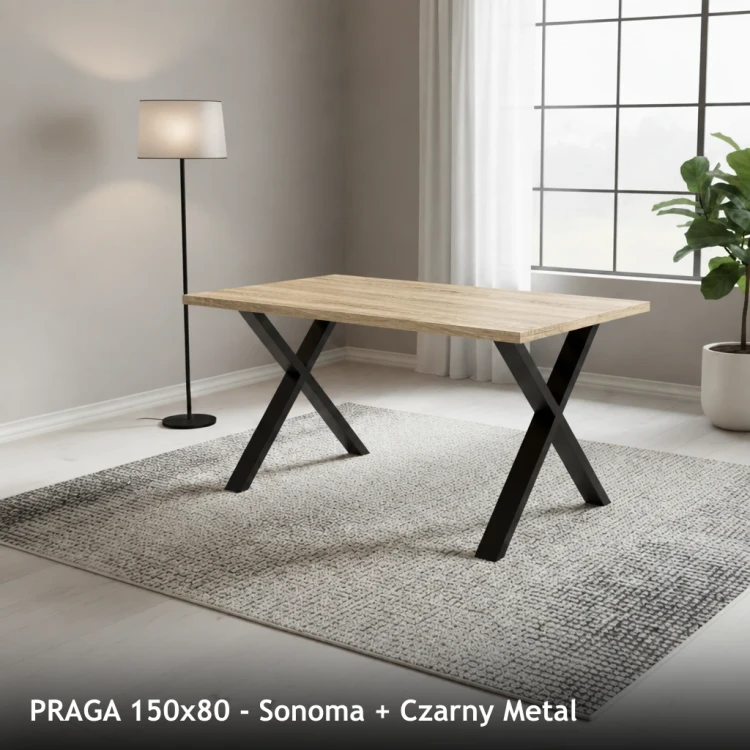 PRAGA 150x80 - Sonoma + Czarny Metal