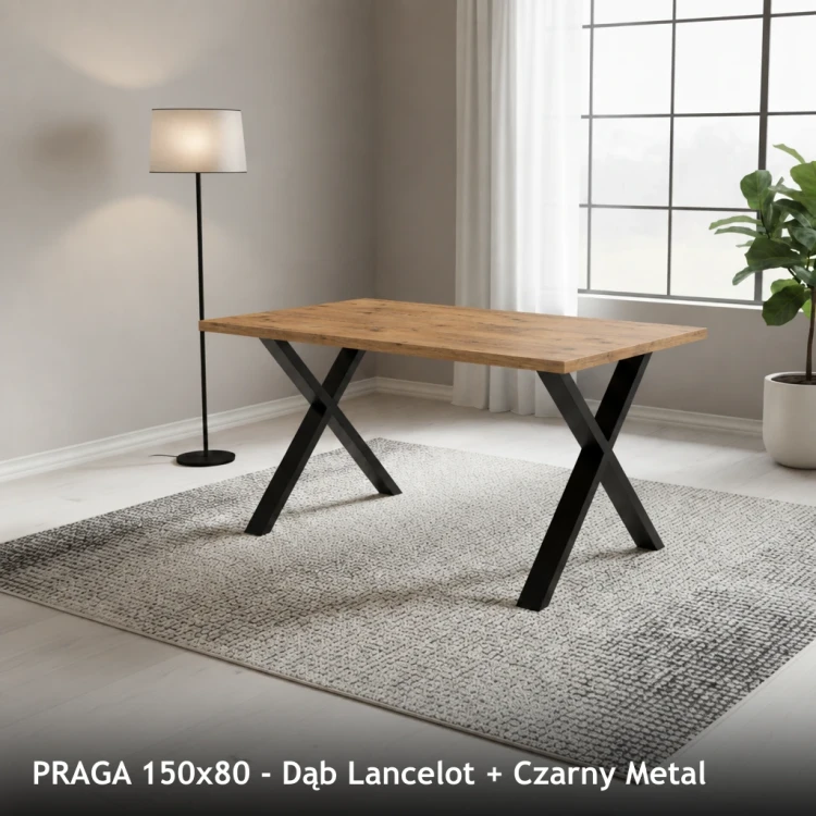 PRAGA 150x80 - Dąb Lancelot + Czarny Metal