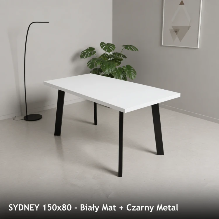 SYDNEY 150x80 - Biały Mat + Czarny Metal