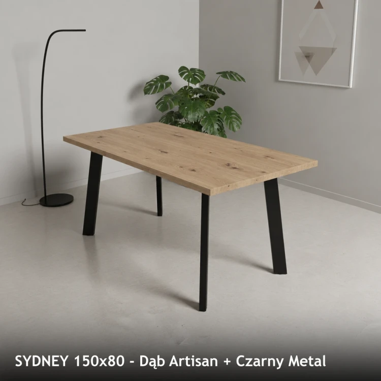 SYDNEY 150x80 - Dąb Artisan + Czarny Metal