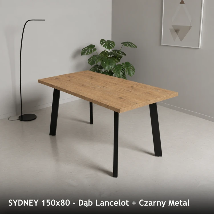 SYDNEY 150x80 - Dąb Lancelot + Czarny Metal