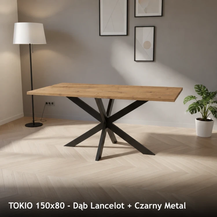 TOKIO 150x80 - Dąb Lancelot + Czarny Metal