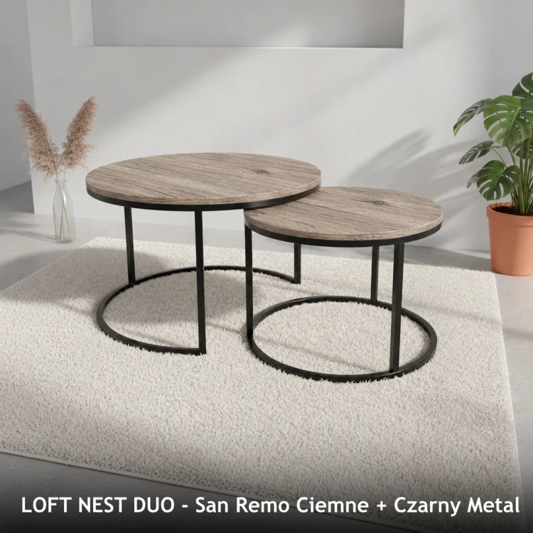 LOFT NEST DUO - San Remo Ciemne + Czarny Metal