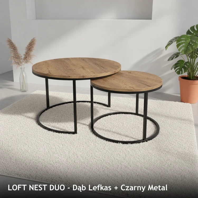 LOFT NEST DUO - Dąb Lefkas + Czarny Metal