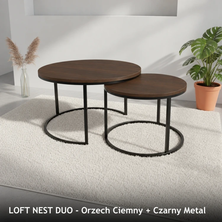 LOFT NEST DUO - Orzech Ciemny + Czarny Metal