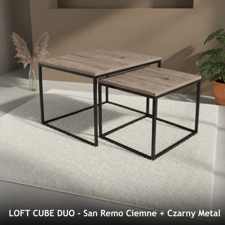LOFT CUBE DUO - San Remo Ciemne + Czarny Metal