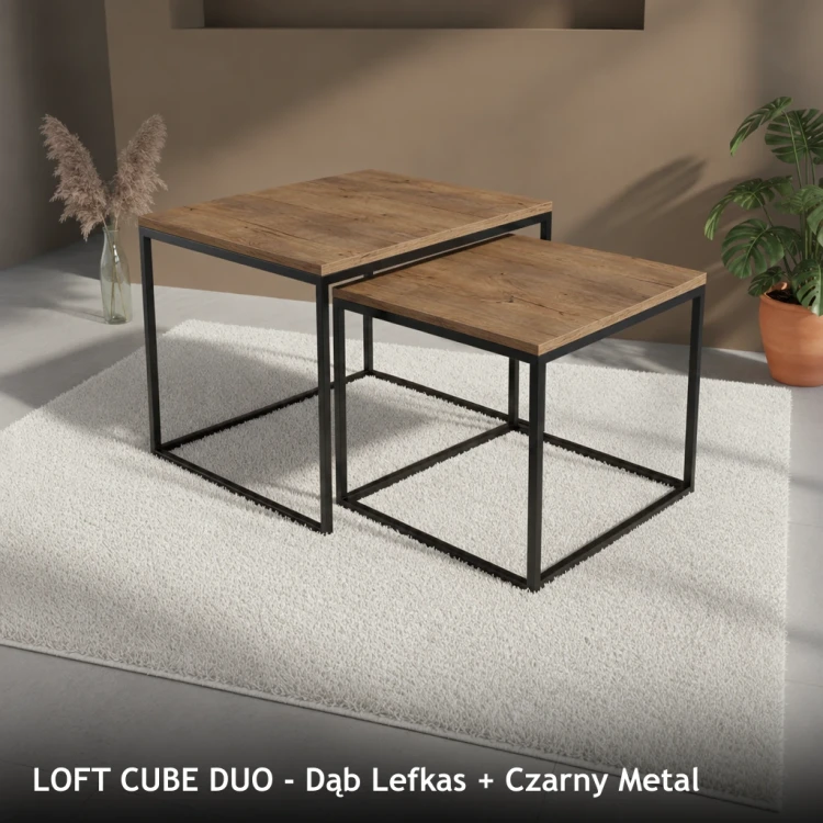 LOFT CUBE DUO - Dąb Lefkas + Czarny Metal