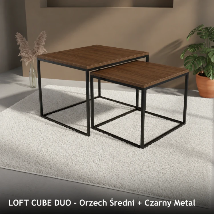 LOFT CUBE DUO - Orzech Średni + Czarny Metal