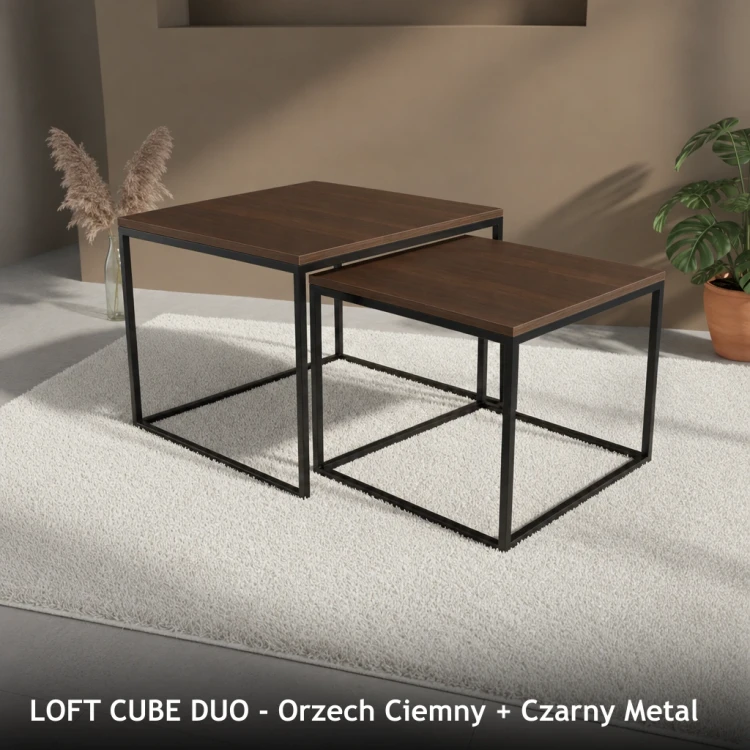 LOFT CUBE DUO - Orzech Ciemny + Czarny Metal