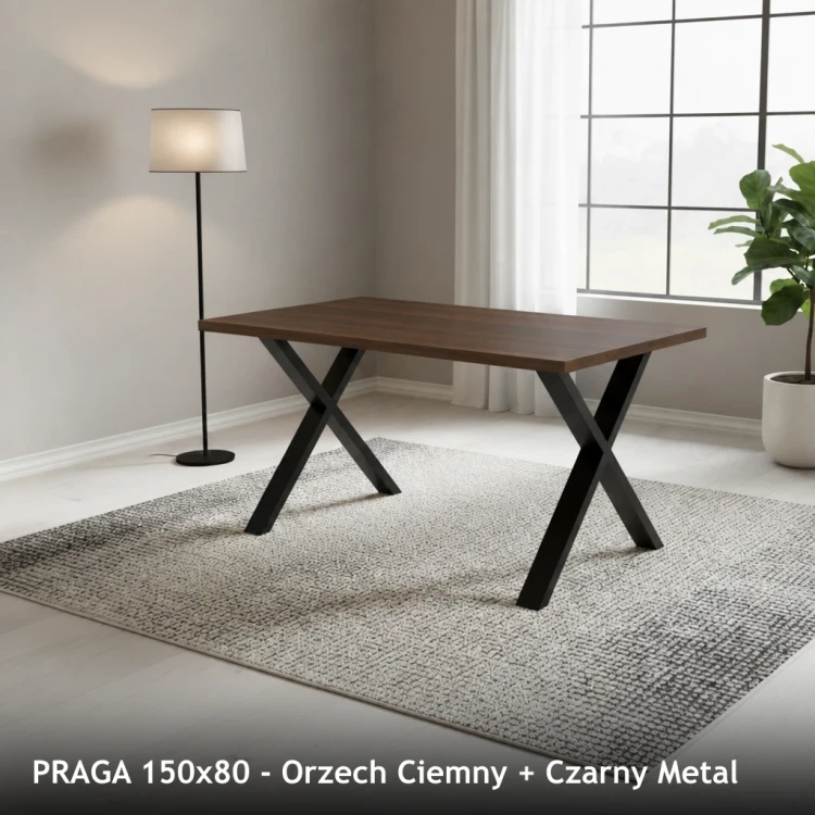 PRAGA 150x80 - Orzech Ciemny + Czarny Metal