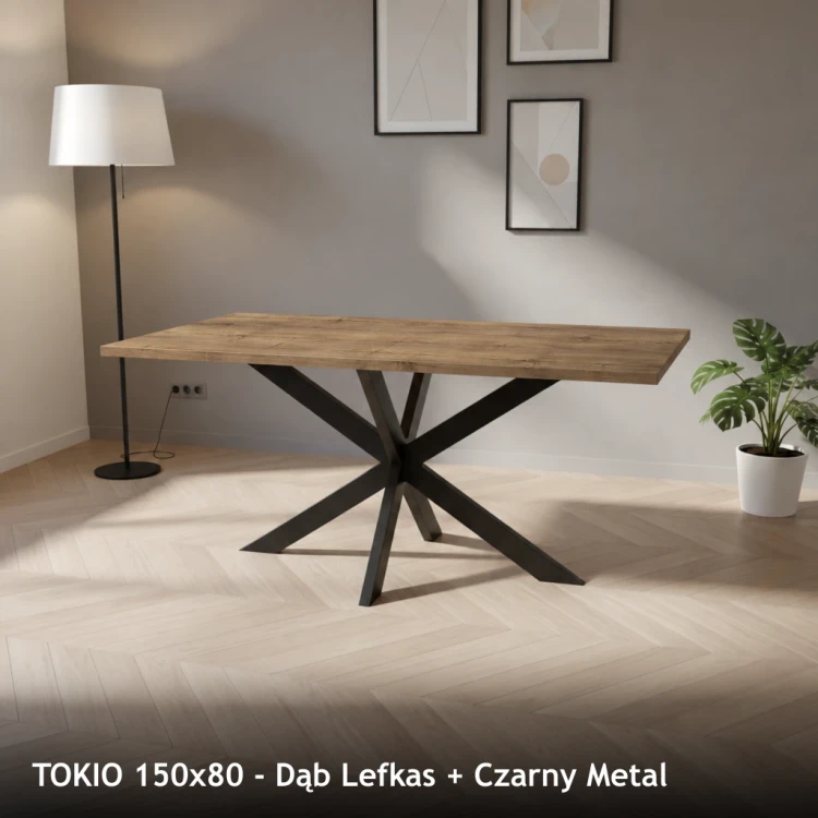 TOKIO 150x80 - Dąb Lefkas + Czarny Metal