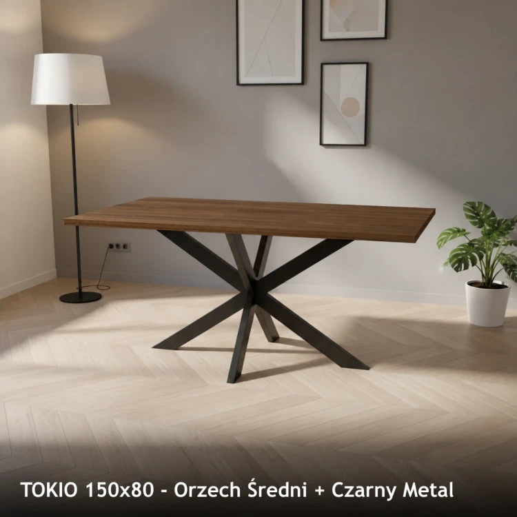TOKIO 150x80 - Orzech Średni + Czarny Metal