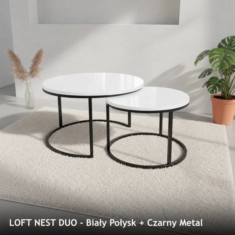 LOFT NEST DUO - Biały Połysk + Czarny Metal