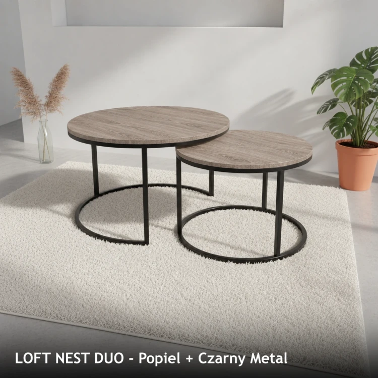 LOFT NEST DUO - Popiel + Czarny Metal