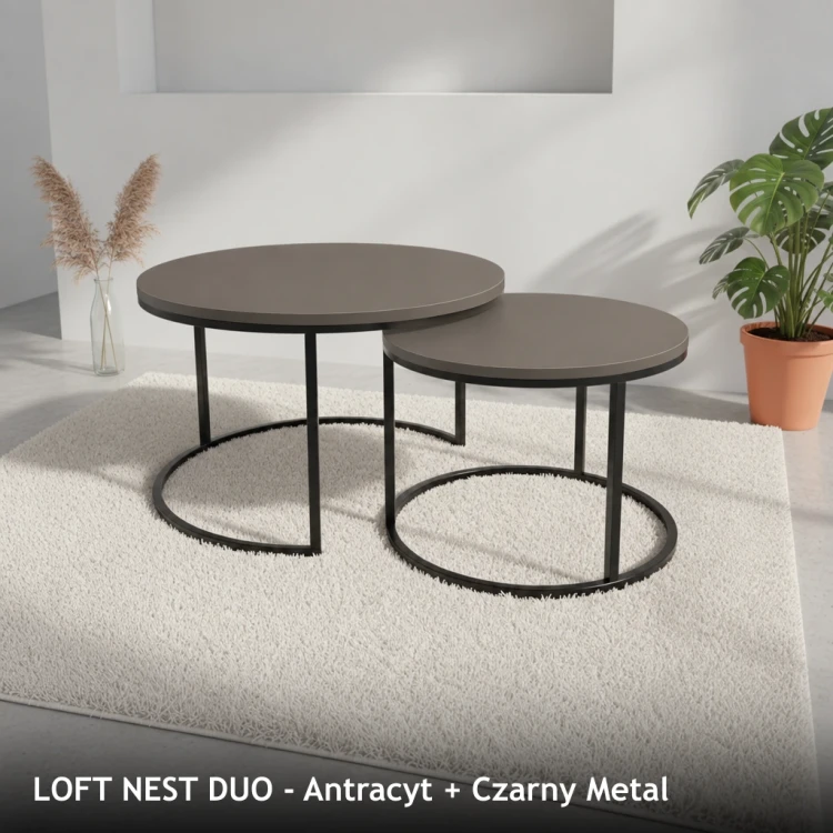 LOFT NEST DUO - Antracyt + Czarny Metal