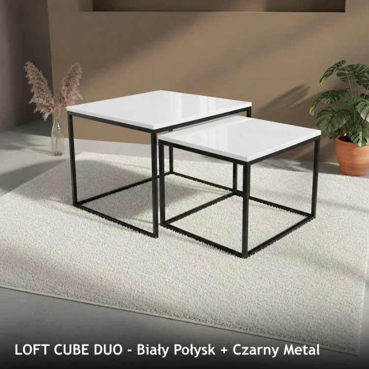 LOFT CUBE DUO - Biały Połysk + Czarny Metal
