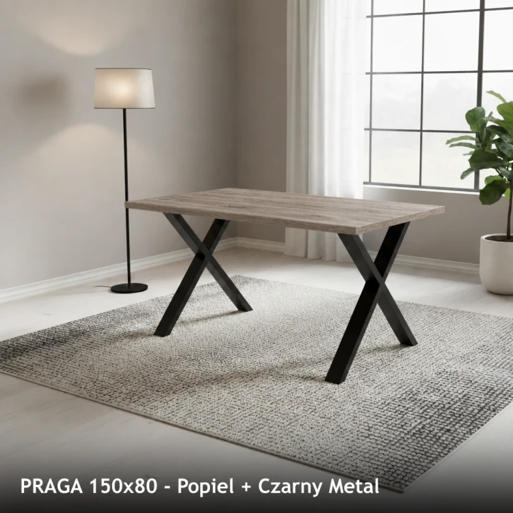 PRAGA 150x80 - Popiel + Czarny Metal