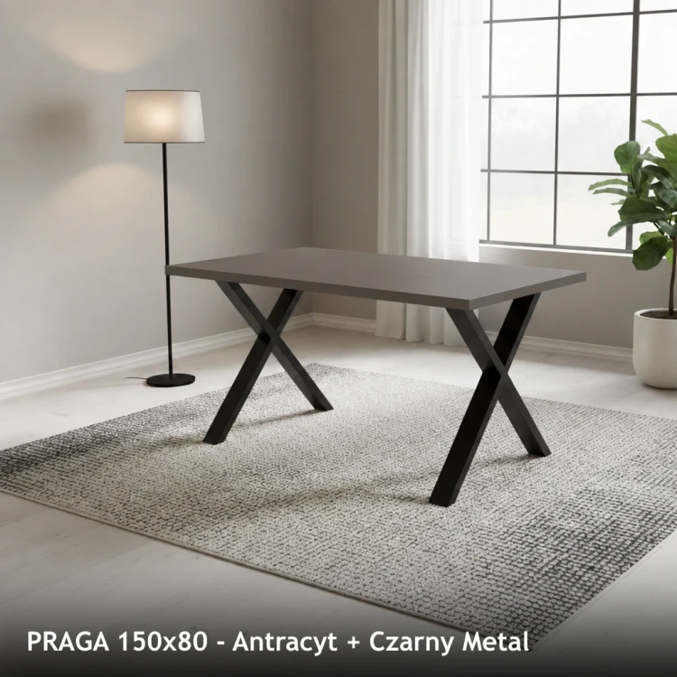 PRAGA 150x80 - Antracyt + Czarny Metal
