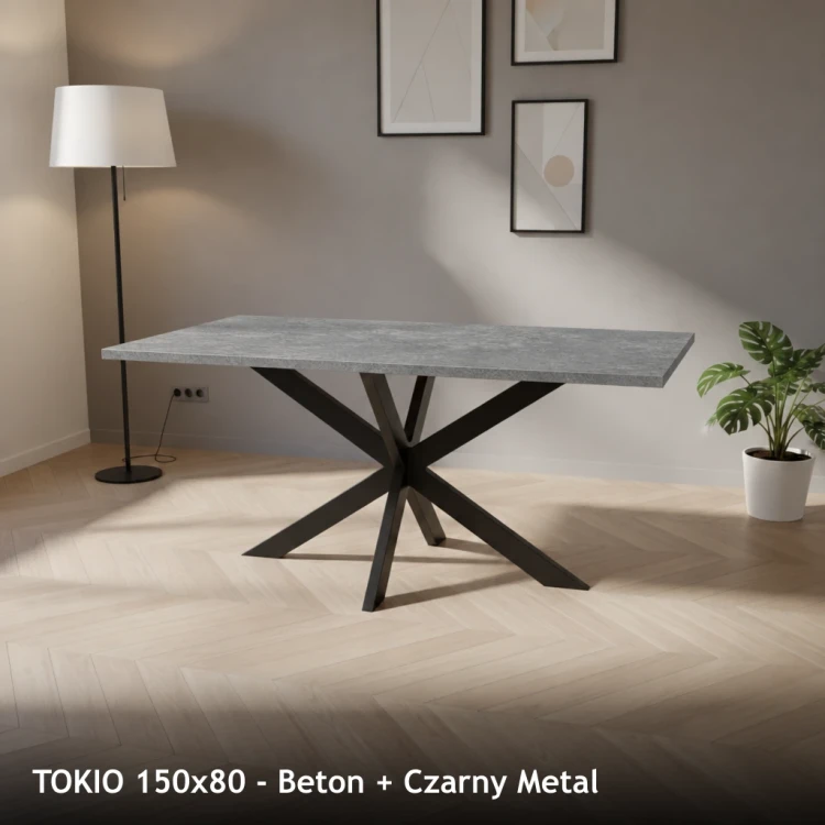 TOKIO 150x80 - Beton + Czarny Metal
