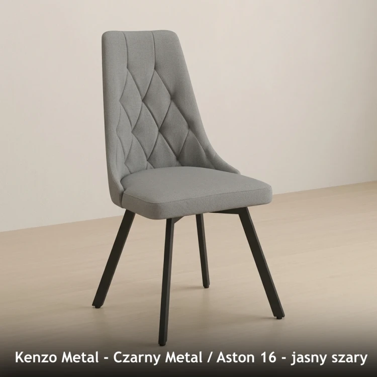 KENZO METAL - stelaż Czarny Metal, tkanina Aston 16, jasny szary