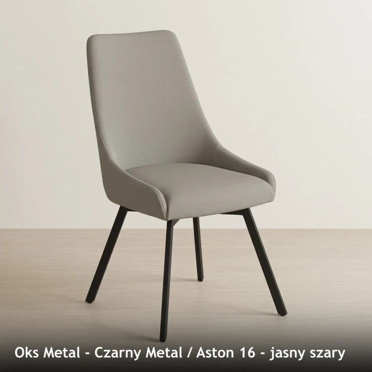 OKS METAL - stelaż Czarny Metal, tkanina Aston 16, jasny szary