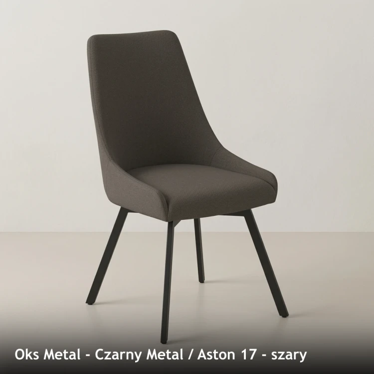 OKS METAL - stelaż Czarny Metal, tkanina Aston 17, szary