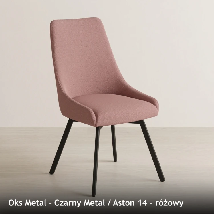 OKS METAL - stelaż Czarny Metal, tkanina Aston 14, różowy