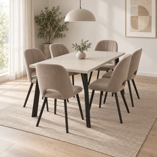 MAJA II METAL + SYDNEY 150x80 - jadalnia, 6 krzeseł