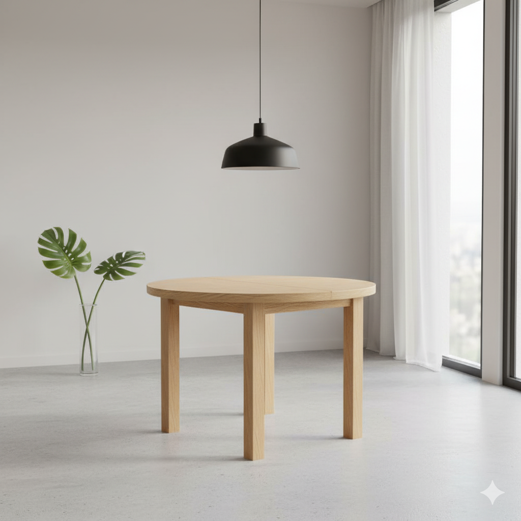 Stół okrągły FISTO - Rozkładany i nierozkładany, różne kolory blatu, średnica 100/110 cm, nowoczesny design